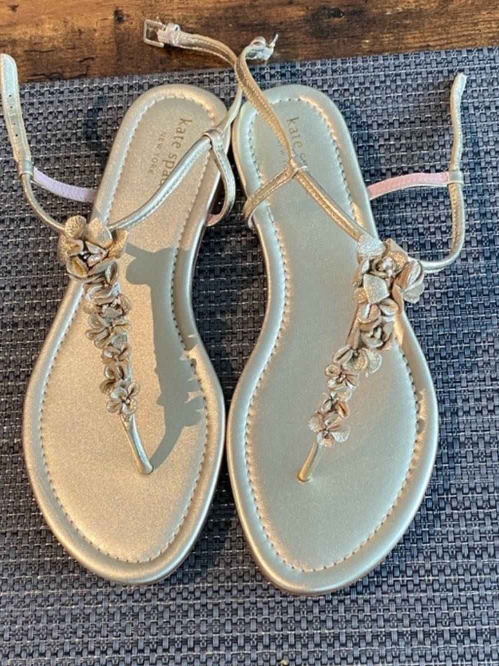 Kate Spade, Rosalie leather metallic gold,sandal, NWOB, never worn,7 1/2 B.